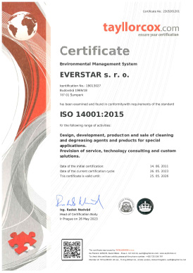EVERSTAR s.r.o. - ISO 14001:2015